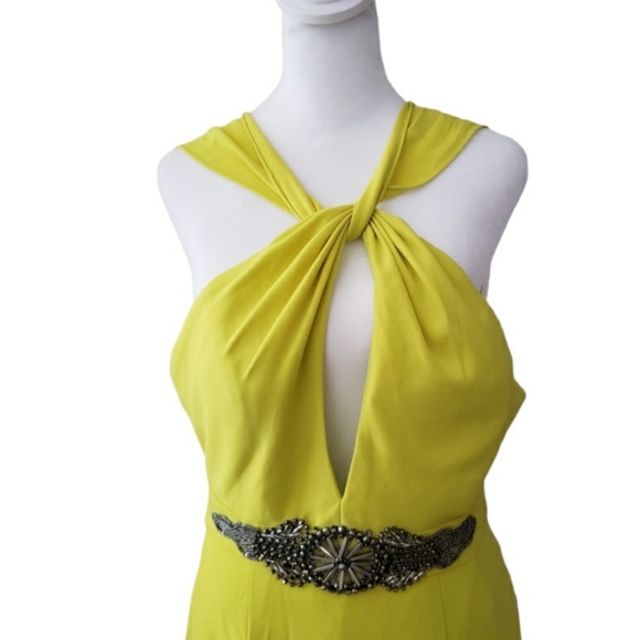 NWT Terani couture Women's 8 yellow open back front twist prom homecoming dress - Picture 3 of 9